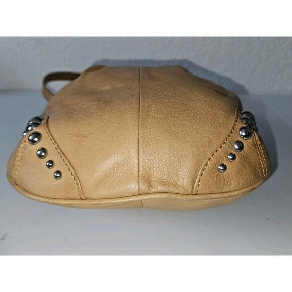 B. Makowsky Studded Tan Leather Crossbody 9x10 - Picture 5 of 11